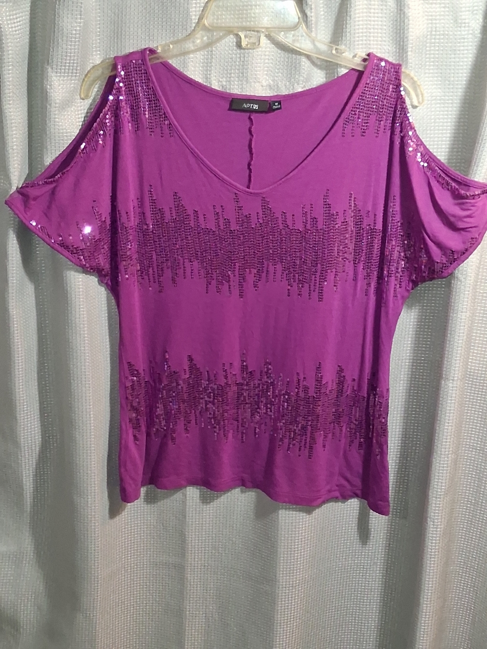 Apt. 9 Purple Sequin Cold-Shoulder Top